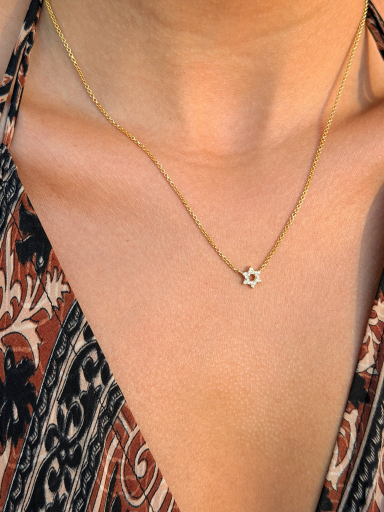 Tiny Star of David Necklace - Crystal