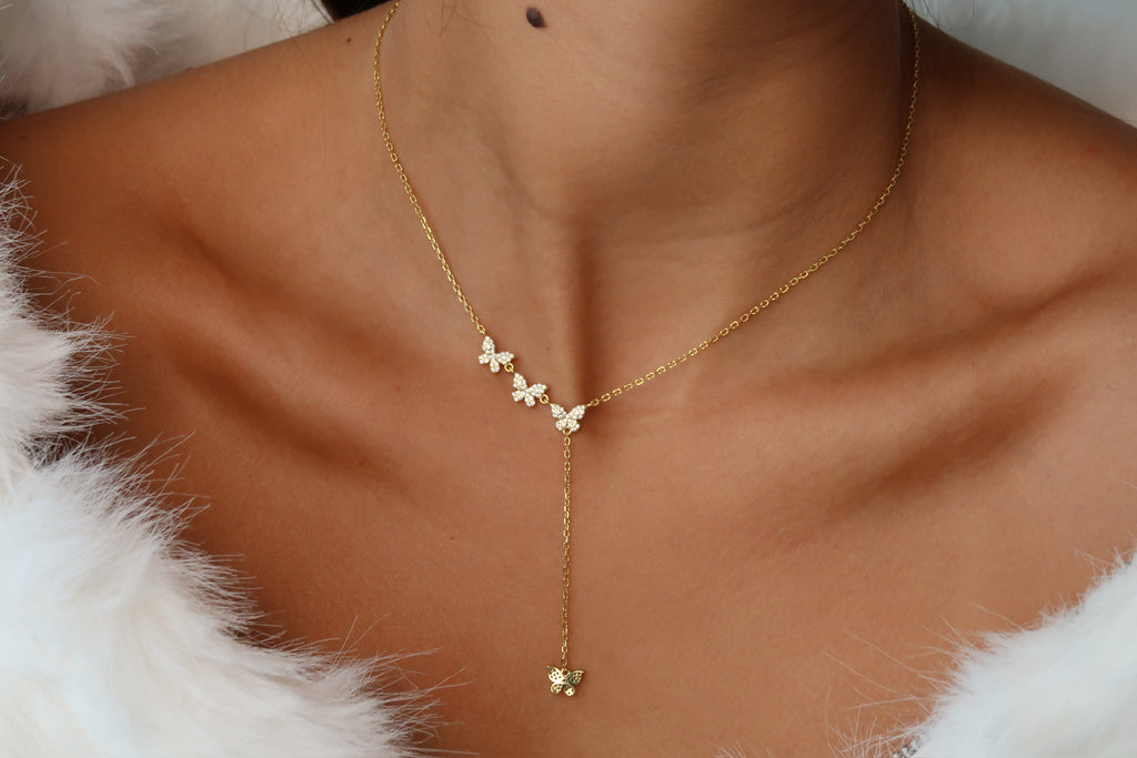 Butterfly Cluster Lariat Necklace