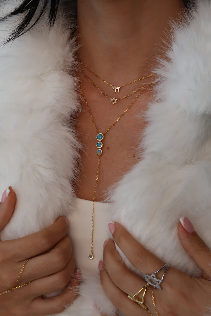 Turquoise Cascade Lariat Necklace