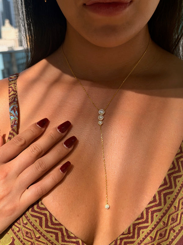 Luminous Cascade Lariat Necklace