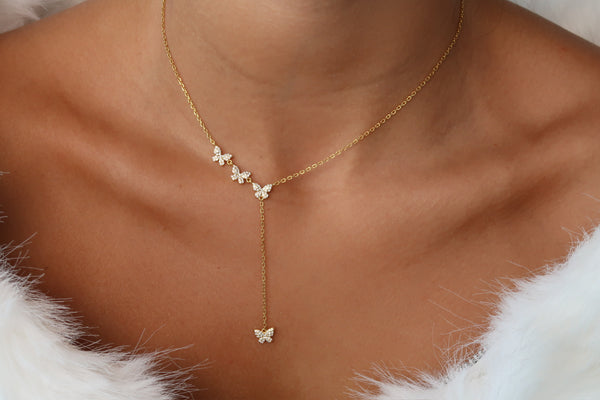 Butterfly Cluster Lariat Necklace