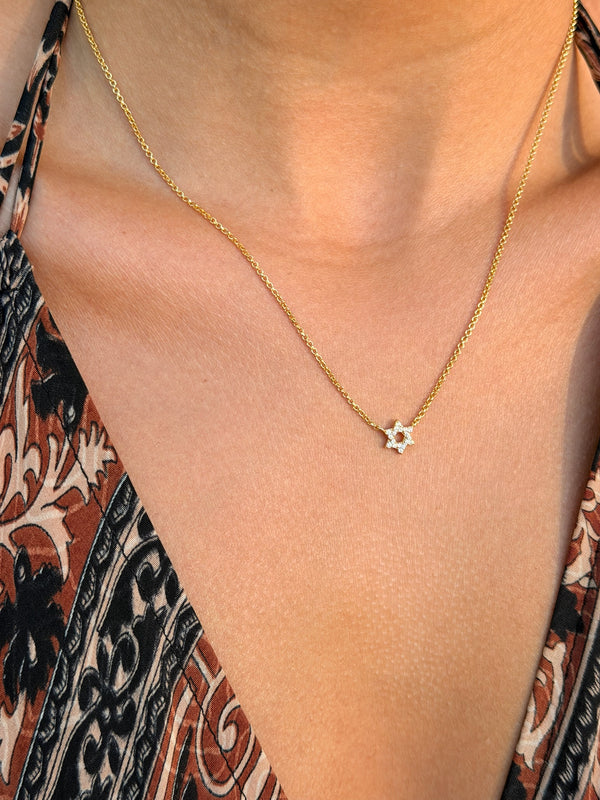 Tiny Star of David Necklace - Crystal