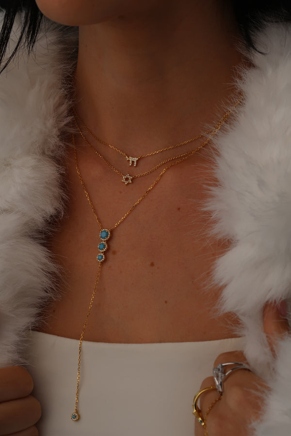 Turquoise Cascade Lariat Necklace