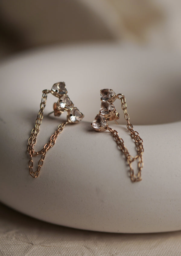 Linked Heart Stud Earrings