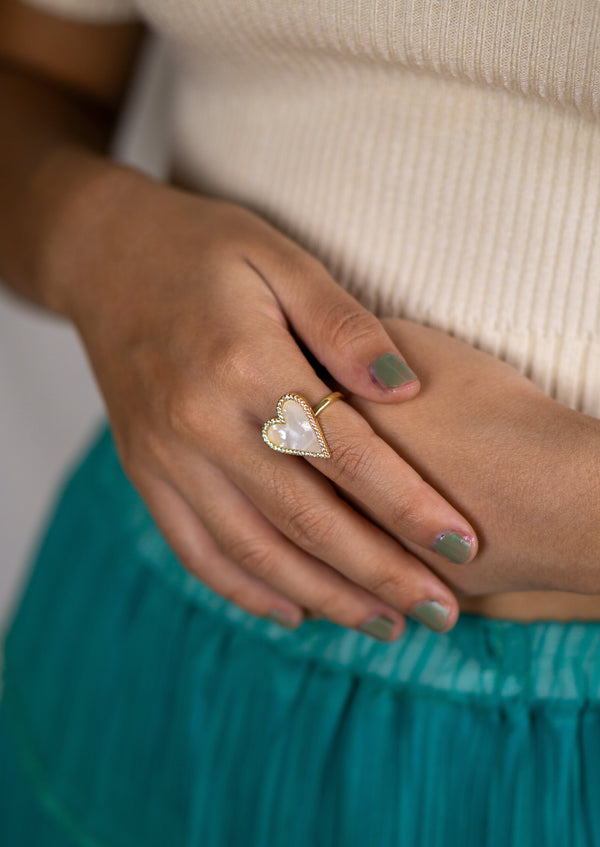 Pearlescent Heart Ring