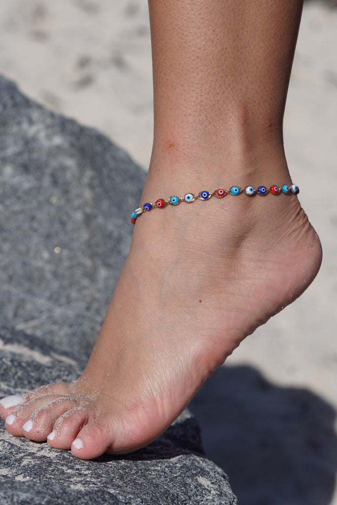 Beaded Evil Eye Anklet