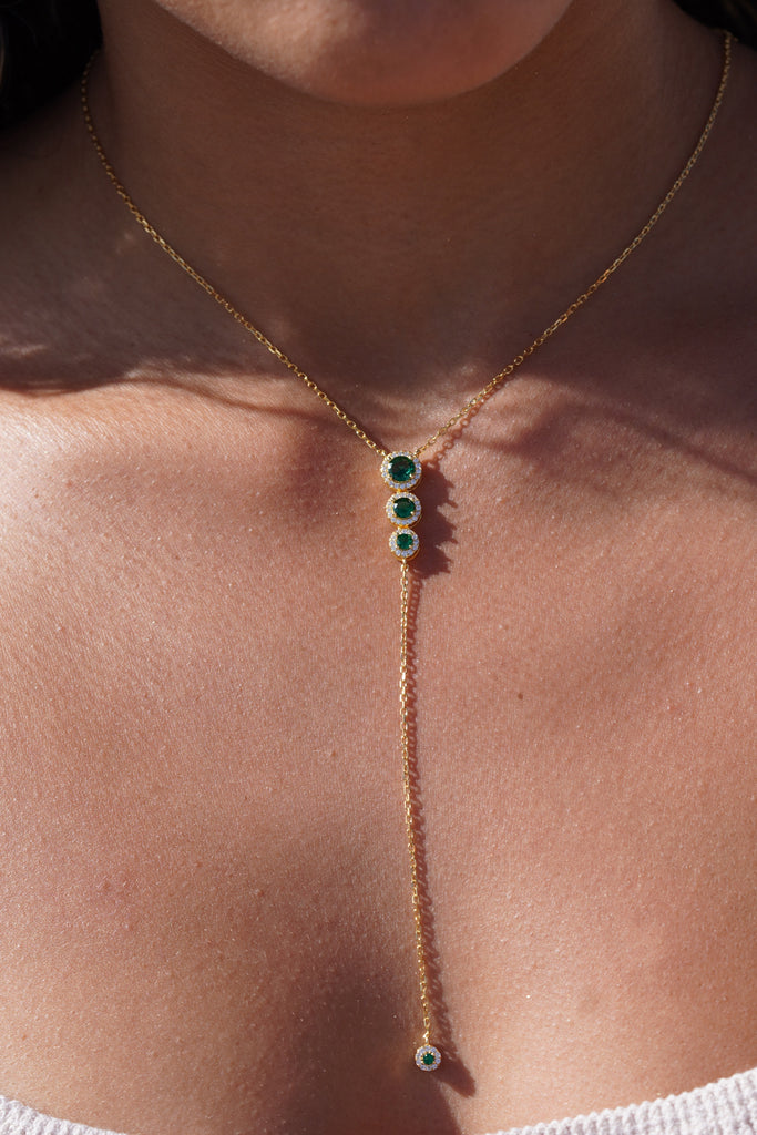 Emerald Cascade Lariat Necklace