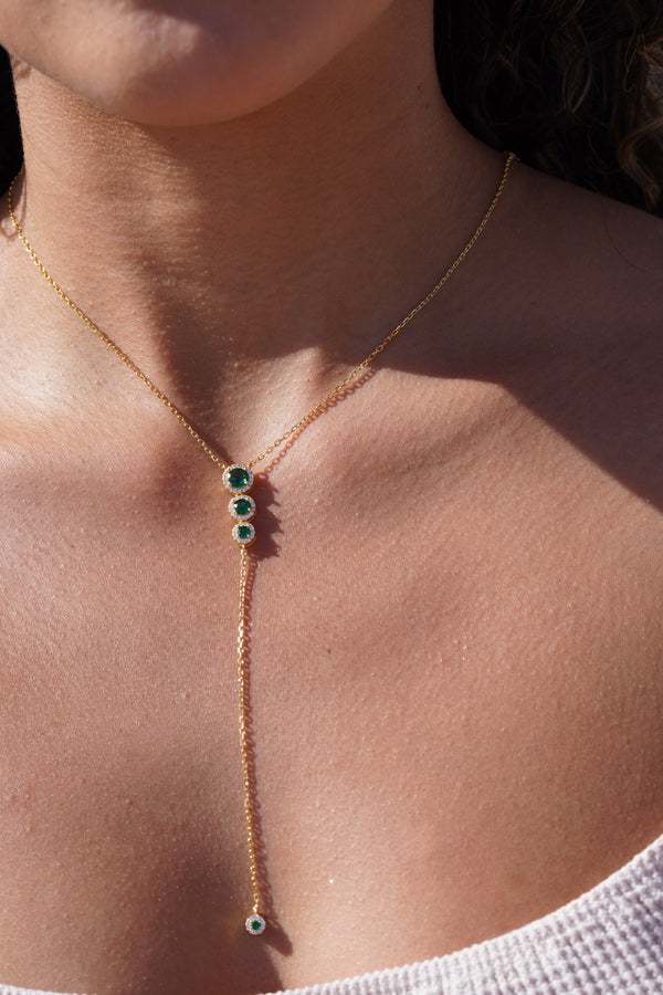 Emerald Cascade Lariat Necklace