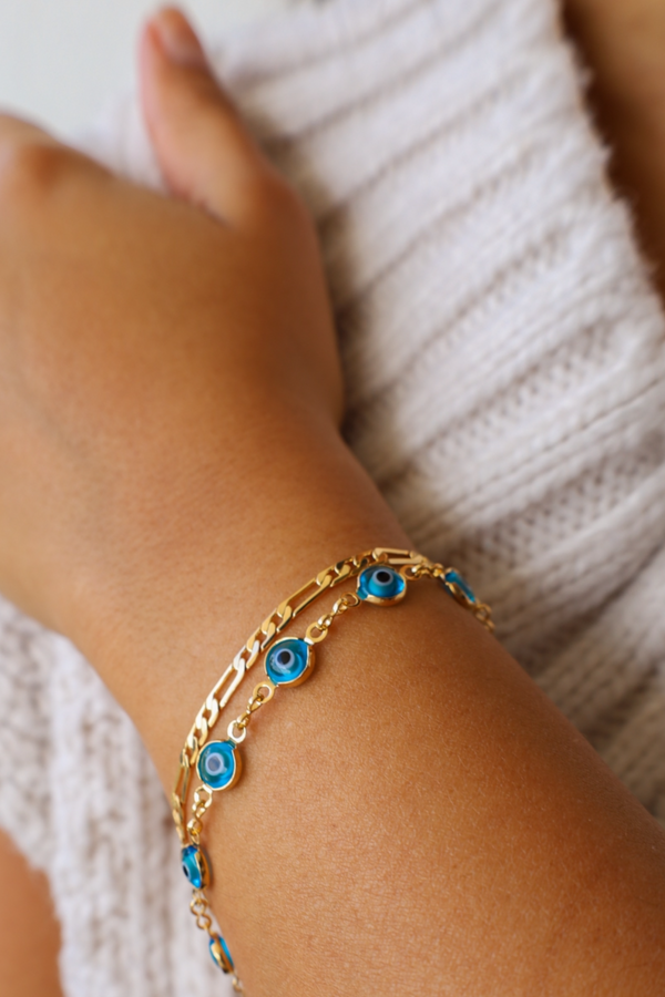 Traditional Evil Eye link bracelet